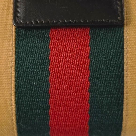 Vintage Gucci Sherry Web Beige Canvas & Brown Leather Wallet Made in Italy - Picture 4 of 11